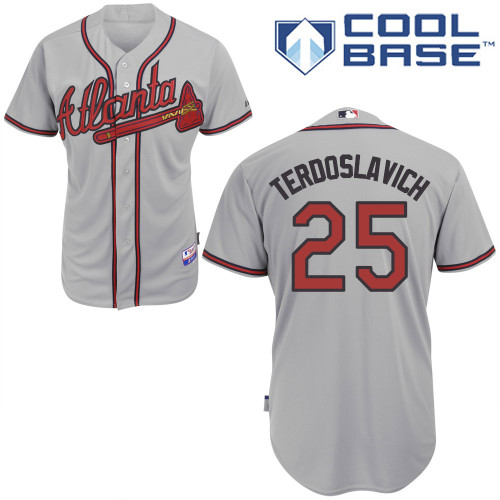 Joey Terdoslavich #25 MLB Jersey-Atlanta Braves Men's Authentic Road Gray Cool Base Baseball Jersey